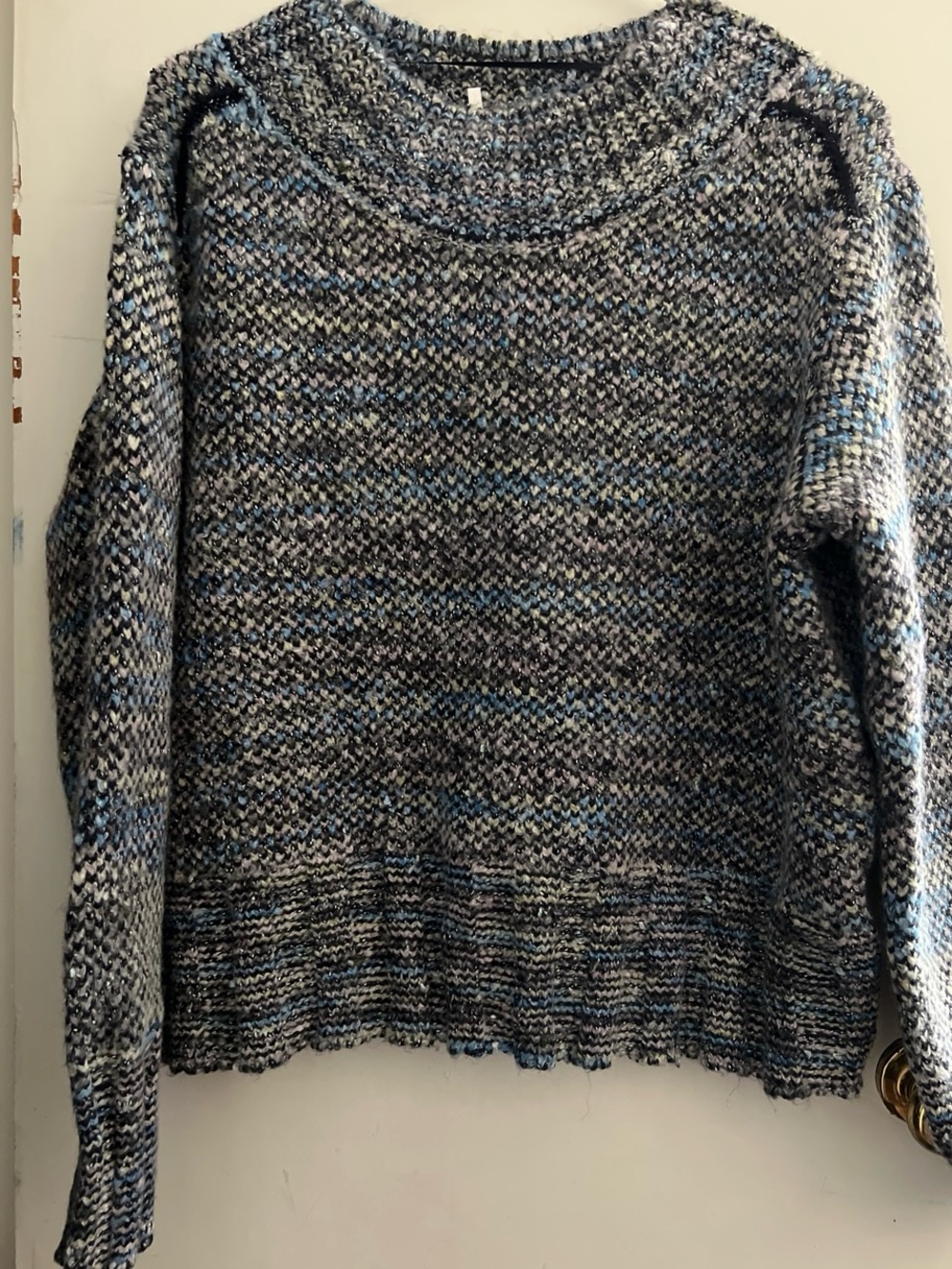 Free People Marled Blue & Gray Crewneck Sweater